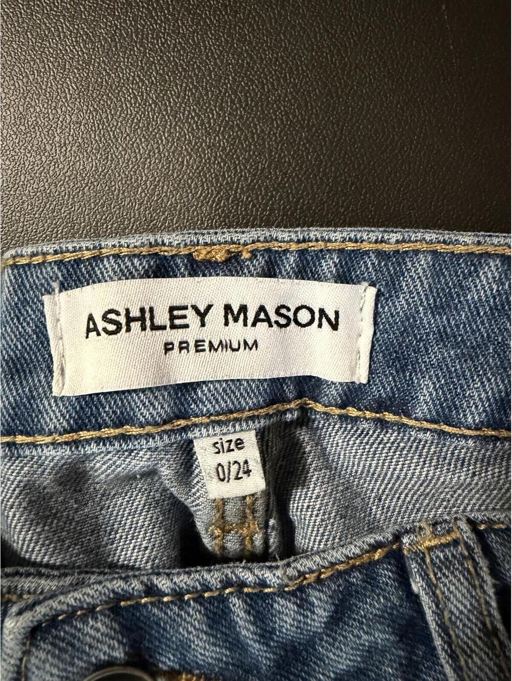 Ashley Mason Premium Women's Light Blue Wide Leg Flare Jeans with Embroidered Ch - Picture 2 of 7